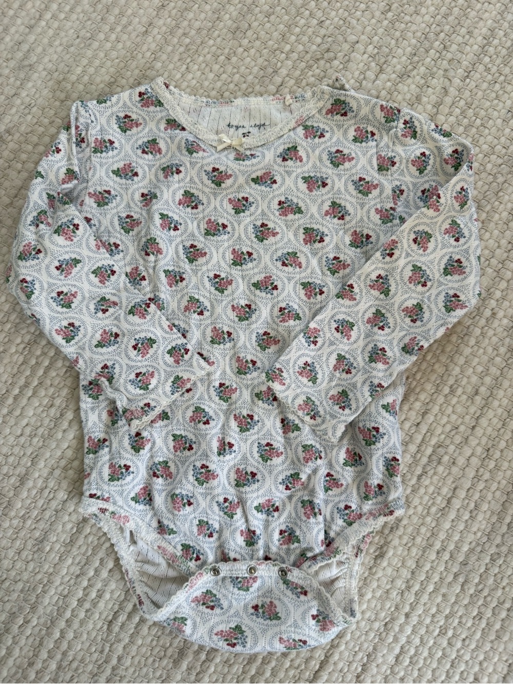 Konges Slojd Floral Long Sleeve Baby Onesie